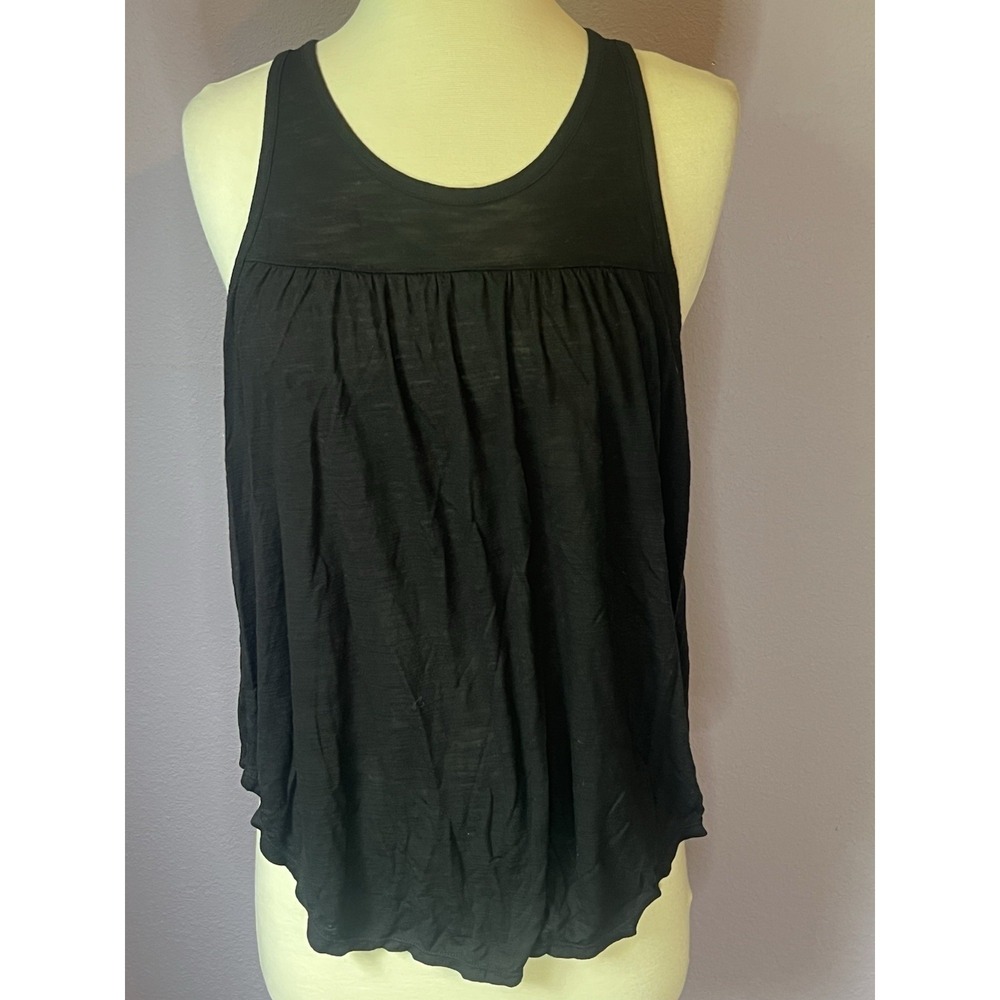 American Eagle Black Flowy Summer Top Sleeveless Blouse Back Zipper Petite Small